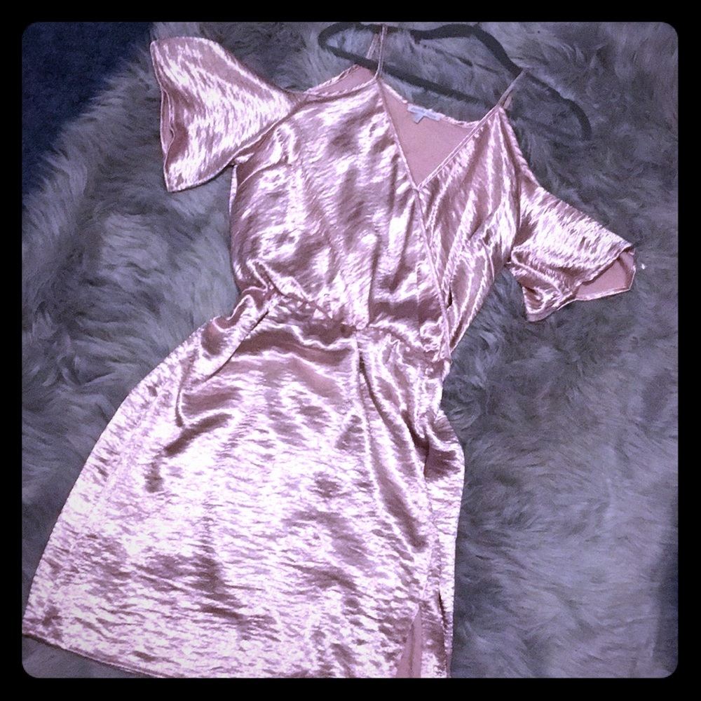 Crushed velvet millennial pink dress